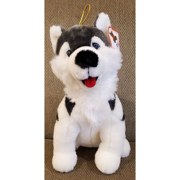 Shalom Toy Co Inc Blue Eyed Husky Dog Stuffed Animal Plush Toy Paper Tag - Picture 1 of 11